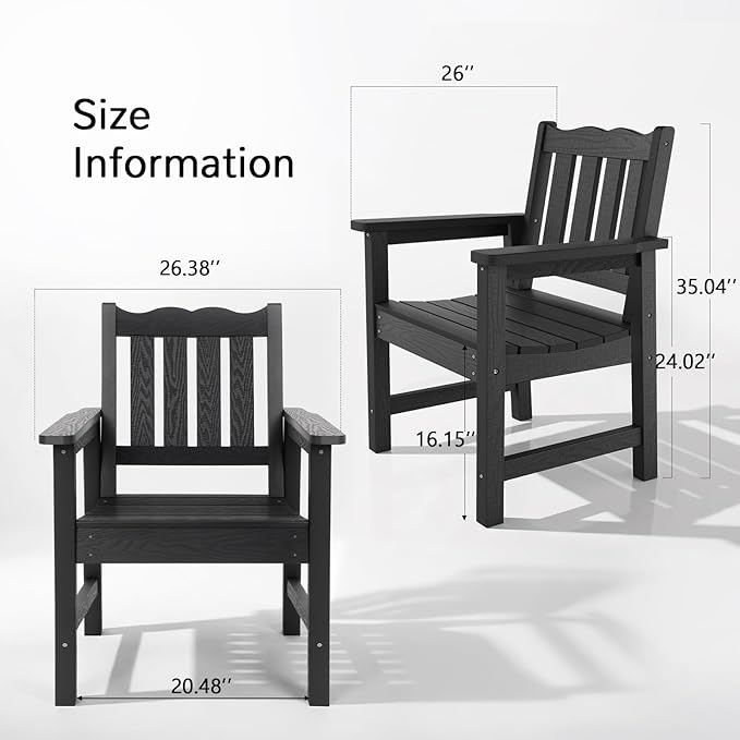 Stoog Weatherproof Outdoor Bench & Outdoor Chairs Set, Patio Furniture Set, Include 2 Garden Chairs and 1 Garden Bench, for Porch, Backyard, Lawn, Patio and Deck, Black