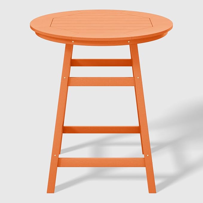 WestinTrends Outdoor 35" HDPE Round Patio Counter Height Bar Table, Orange