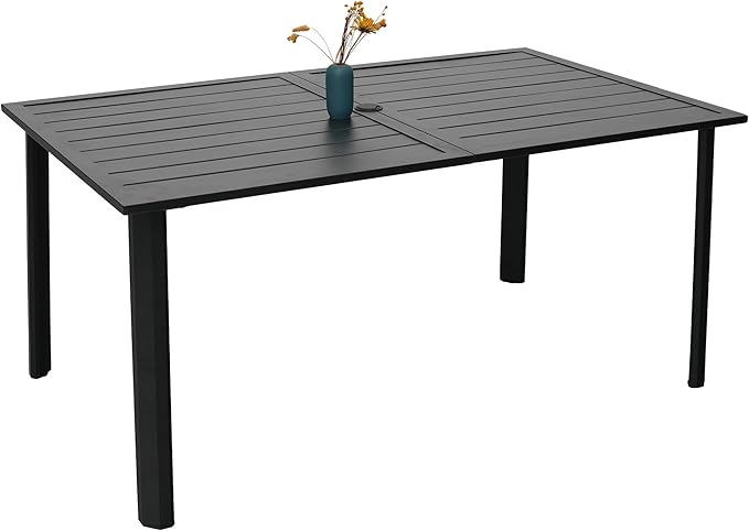 Anmutig 7-Piece Outdoor Dining Set, 6 Swivel Chairs & 63'' Rectangular Dining Table with All Weather Frame Furniture Set - Tan Grey Style2