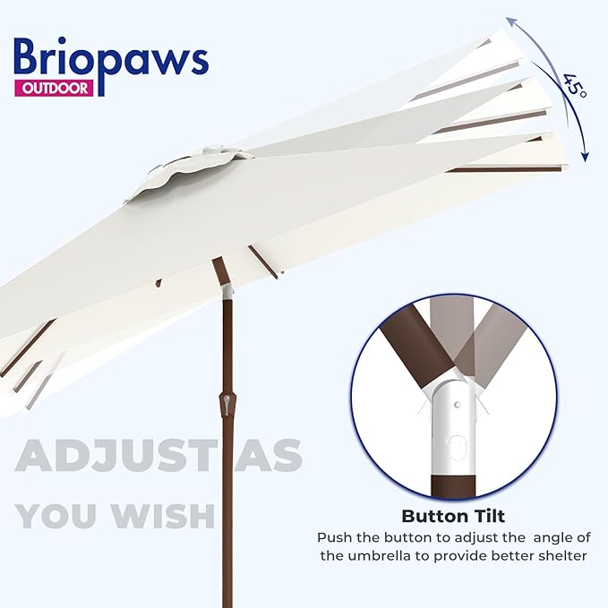 BRIOPAWS 6.5X10 FT Rectangular Patio Umbrella with Base Included | Rectangle Outdoor Umbrellas | 6 Sturdy Steel Ribs | Push Button Tilt & Crank | Heavy Duty for Garden Lawn Deck Backyard Pool |