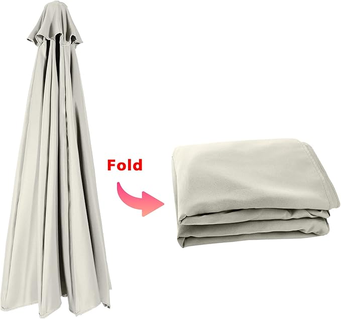 ABCCANOPY 10ft Outdoor Umbrella Replacement Top Suit 8 Ribs (Light Beige)