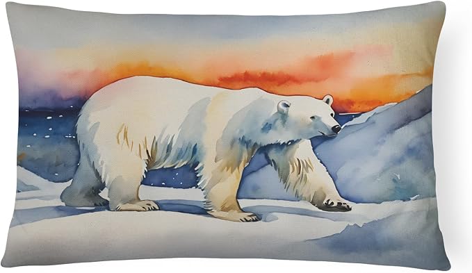 Caroline's Treasures DAC2978PW1216 Polar Bear Throw Pillow Machine Washable, Indoor Outdoor Decorative Pillow for Couch, Bed or Patio, 12HX16W