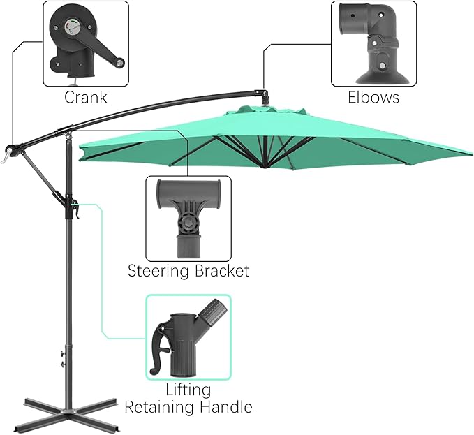 Patio Umbrella Replacement Parts, Outdoor Umbrella Accessories for Offset Hanging Market Patio Umbrella, Lifting Fixed Handle