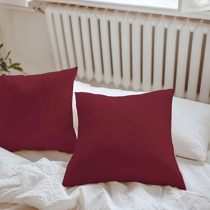 Outdoor Pillow Covers 24x24IN Pack of 2 Wine Red Dark Maroon Waterproof Throw Pillow Case Cushion Covers for Patio Garden Couch Sofa Burgundy Red Decorative Pillowcases
