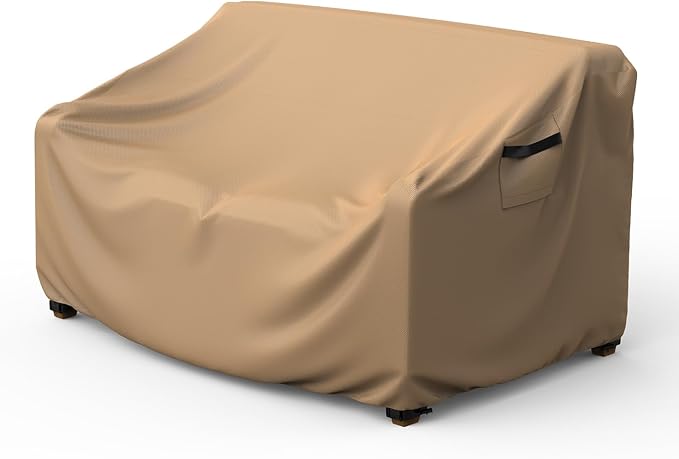 Mrrihand Heavy Duty Patio Sofa Cover, 3-Seater Outdoor Sofa Loveseat Cover, Outdoor Patio Furniture Cover with Air Vent and Handles, 78" W×33" D×32" H, Brown