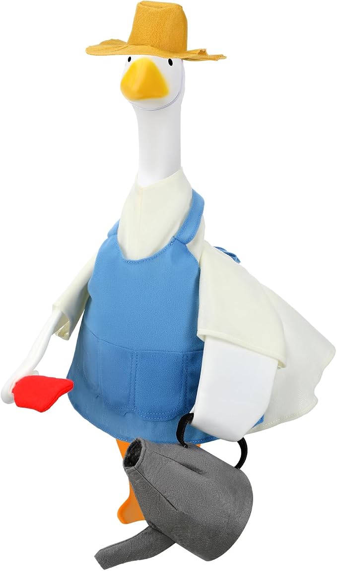 Gardener Goose Outfit - Cute Clothes for Lawn Decor, Porch Costume for 23" Cement Goose, Outdoor Garden Yard Patio Statue Art