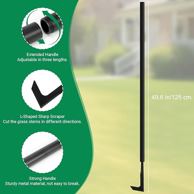 Hanaoyo 49.2” Long Handle Crack Weeder, 3 Adjustable Length Crevice Weeding Tool Manual Weeder Puller for Sidewalk, Paver, Wall Gaps, Lawn Yard Gardening Tool (Black)