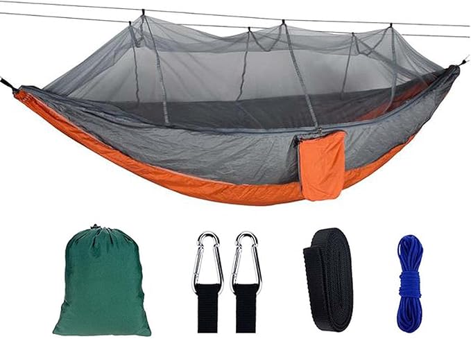 Hammocks for Camping, Portable Hammock for Trees, 2 Person Hammock, Lightweight Hammock with Tree Straps and D-Shape Carabiners, for Outdoor, Indoor
