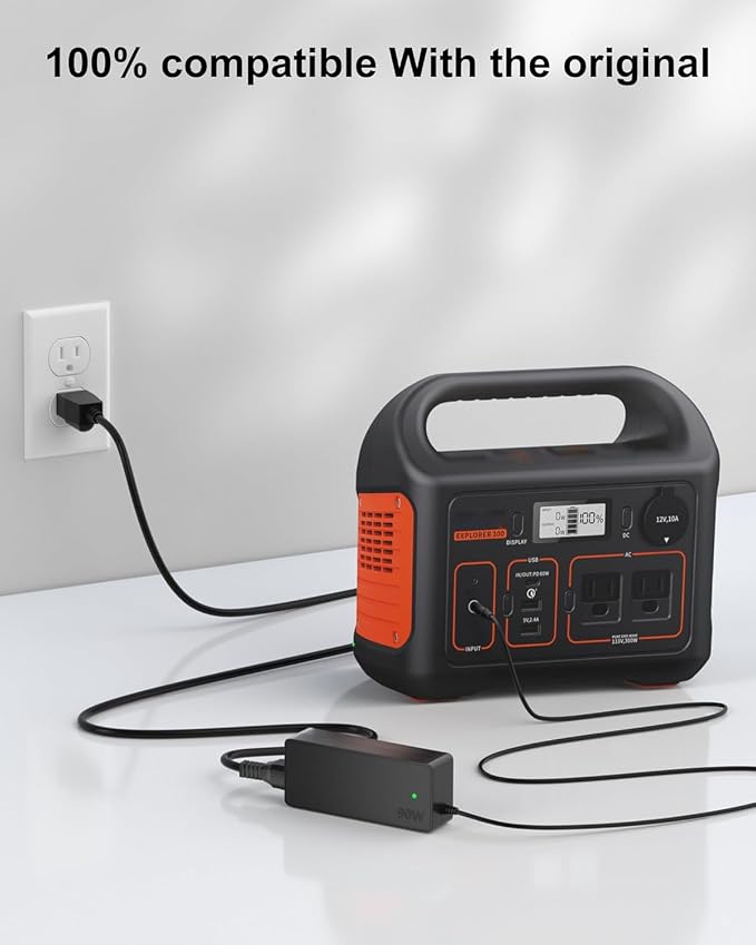 WUKUR 24V 90W Charger for Jackery Portable Power Station Explorer 160 240 300 500 550 E300 E500 E550 Solar Generator 167Wh 240Wh 293Wh 518Wh Lithium Battery