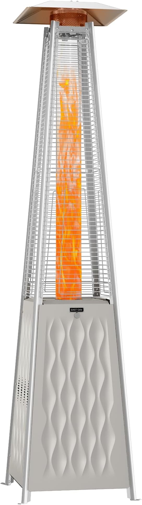EAST OAK Pyramid Patio Heater, 48,000 BTU Outdoor Patio Heater, Quartz Glass Tube Propane Heater, Triple Protection System, With Wheels, Outdoor Heater for Commercial & Residential, White