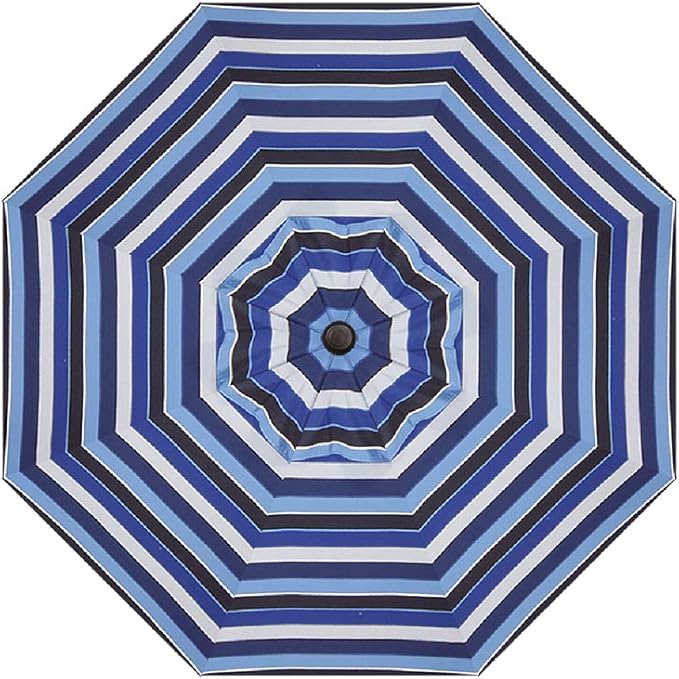 Treasure Garden 9-Foot (Model 810) Deluxe Auto-Tilt Market Umbrella Bronze Frame Sunbrella Fabric: Milano Cobalt Stripe (Includes 3 Year Extended Frame Warrantee)