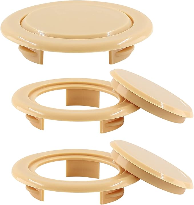Biaungdo 3 Sets 2 Inch Outdoor Patio Table Umbrella Hole Ring and Cap Set, Standard Size Garden Beach Tablet Thicker Hole Ring Plug and Cap Set(Wood Color)