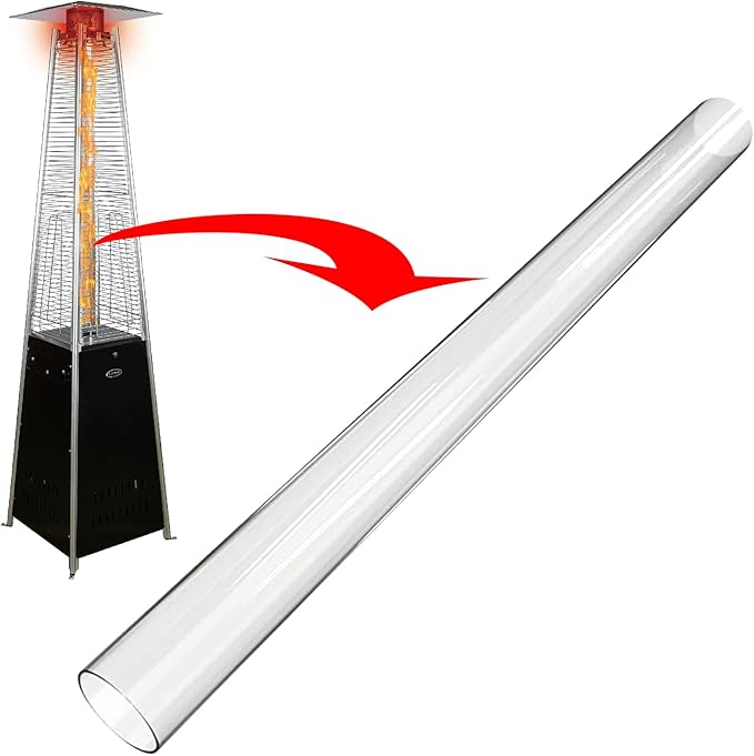 Quartz Glass Tube Patio Heater Glass Tube Parts Replacement for 4-Sided Pyramid Flame Patio Heater Quartz Glass Tube Replacement fits