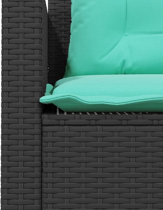 Patio Sofa with Table and Cushions, Patio Conversation Set Bistro Set Outdoor Dining Sets Front Porch Furniture for Negotiation Area Garden Poolside Exhibition L-Shaped Black Poly Rattan