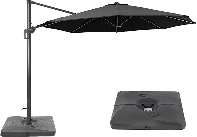FLAME&SHADE 11 ft Cantilever Offset Patio Umbrella, Large Heavy Duty Outdoor Patio Umbrella Aluminum 360° Rotation Round Outdoor Umbrella for Deck,Pool,Backyard