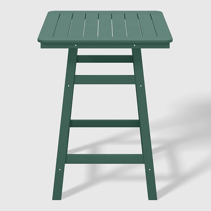 WestinTrends Malibu Square Outdoor Patio Counter High Bistro Bar Table with Umbrella Hole 37" Tall, Dark Green