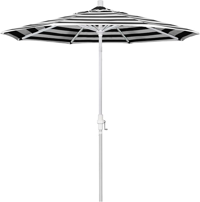 California Umbrella 7.5' Rd. Aluminum Patio Umbrella, Crank Lift, Collar Tilt, White
