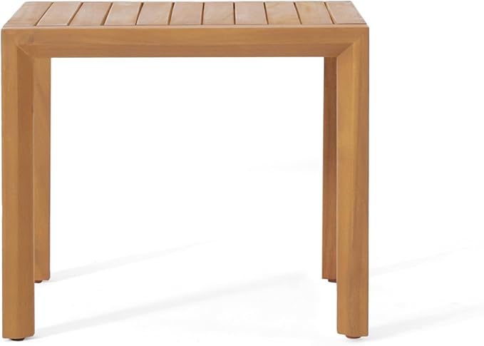 Christopher Knight Home Leah 2-Seater Acacia Wood Outdoor Patio Furniture Set, Outdoor Conversation Chat Set with Cushion, Adirondack Chairs Set of 2 + Side Table Set for Backyard Balcony, Teak+Beige