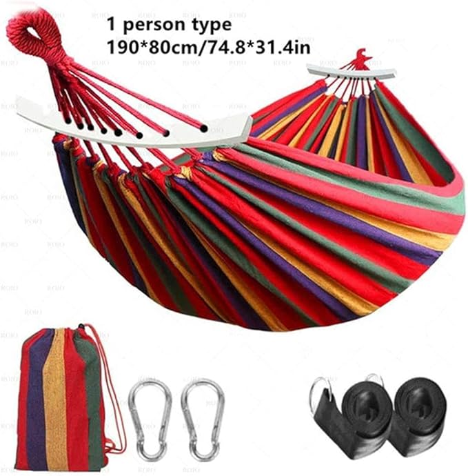 NOBRIM Camping Hammock Thickened Fabric Canvas Hammocks Travel Swing Hanging Bed with Bag Hammock for Travel Camping Camping Accessories