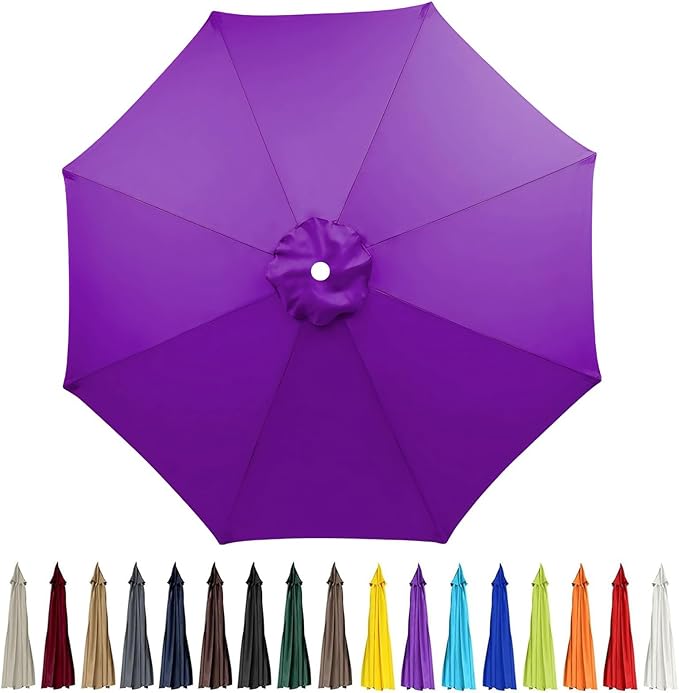 9ft Patio Umbrella Replacement Canopy for 8 Rib, Outdoor Table Market Yard Umbrella Replacement Top Cover (Canopy Only),Purple