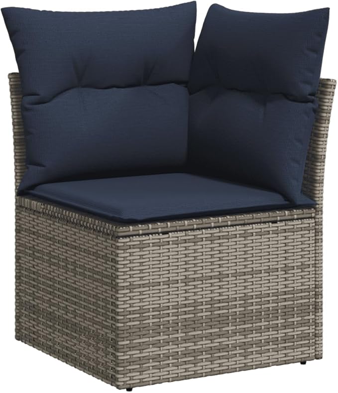 vidaXL Patio Sofa Set with Cushions 7 Piece, Outdoor Sectional Sofa Couch, Patio Conversation Set for Garden Backyard, Gray Poly Rattan