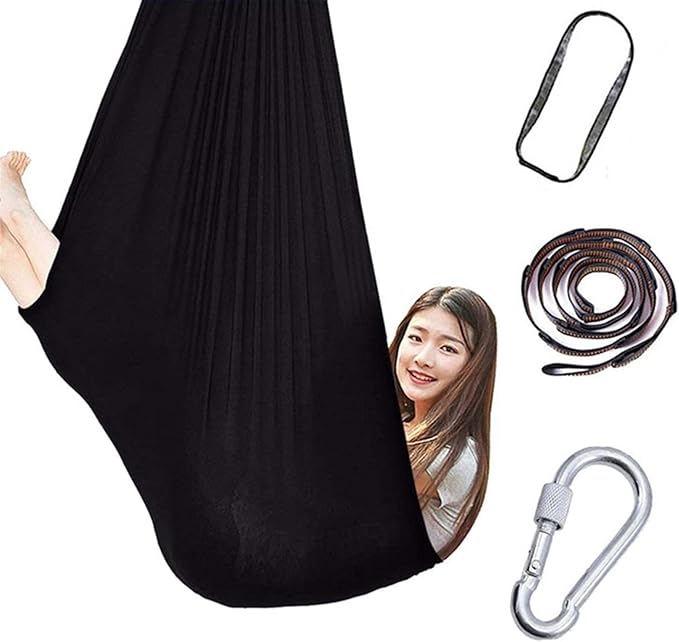 Physical Therapy Swing for Sensory Indoor, Kids and Teens More Special Needs, Cuddle Hammock Autism, ADHD, Aspergers and Integration Snuggle (Color : Black, Size : 100x280cm/39x110in)