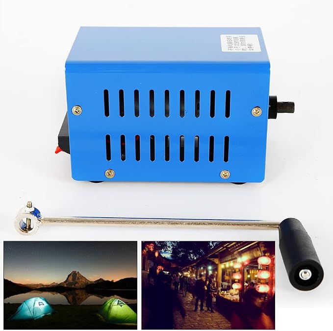 20W USB Charger Hand Crank Generator Outdoor Portable Emergency Power Supply for Camping High Power 2000rmp/min Blue