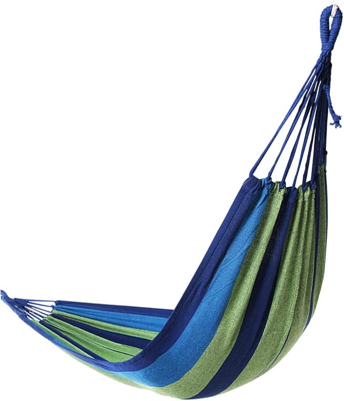Generic Double Canvas Garden Hammock for Outdoor Travel and Camping, Portable Widened Two-Person Swing with Thickened Blue Material Suitable for Adults
