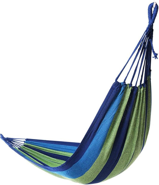 Generic Double Canvas Garden Hammock for Outdoor Travel and Camping, Portable Widened Two-Person Swing with Thickened Blue Material Suitable for Adults