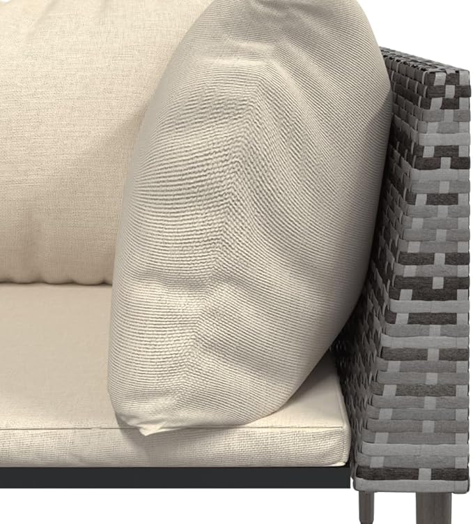 3 Piece Patio Lounge Set with Cushions, Patio Conversation Set Porch Furniture Set Sectional Sofa Outdoor Sofa Sets for Piazza Garden Exhibition Negotiation Area Gray Poly Rattan