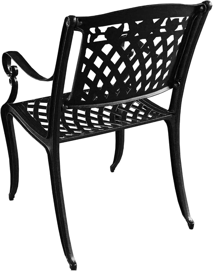 Oakland Living 1025-1855(8)-LBK Modern Outdoor Mesh Lattice Aluminum 95-in Large Black Oval Patio Eight Arm Chairs Dining Set