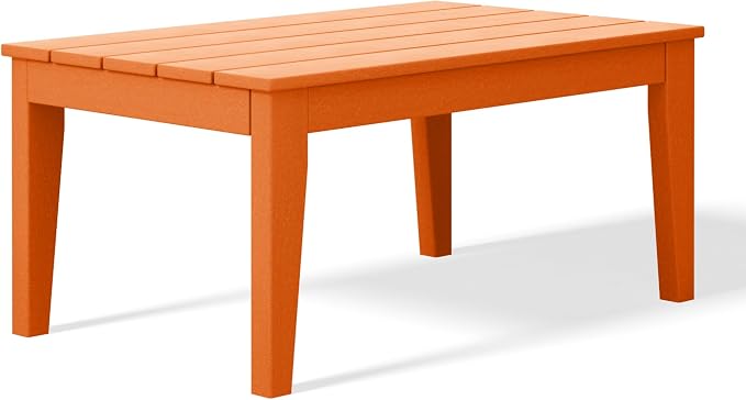 WestinTrends Malibu Low Outdoor HDPE Patio Rectangle Coffee Table, Orange