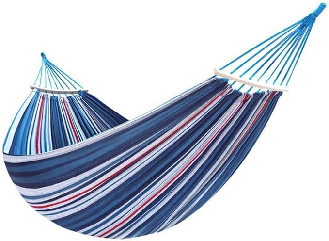 Camping Hammock Bed Portable Hammock Outdoor Garden Home Swing Canvas Stripe Hang Bed for Camping Hammock Swing (Color : A)