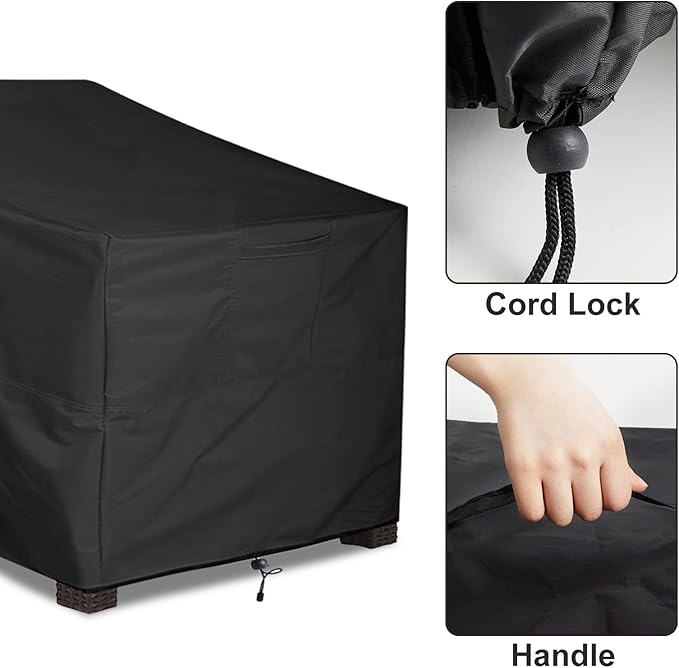ALSTER Patio Chair Covers Waterproof, Outdoor Chair Covers(40" L x 40" W x 36" H), Durable and Waterproof Black Furniture Covers for Lounge Deep Seat, Rain Snow Dust Wind-Proof