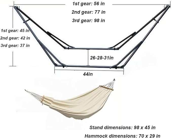 Rollover Prevention Outdoor Hammock with Stand,Portable Space Saving Heavy-Duty Steel Stand Canvas Hammock for Indoor Outdoor Patio Outdoor Camping on the Beach