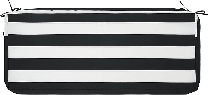FUNHOME Outdoor Cushion Covers,48" x 18" x 3", No Insert! Patio Cushion Covers Replacement for Outdoor Furniture,Water Resistant Patio Bench Loveseat Covers 1 Pack, Black White Stripe(Covers ONLY)