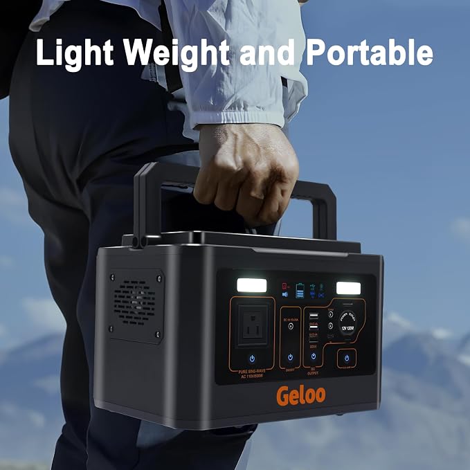 Geloo 500W Portable Solar Generator with 110V/500W AC Outlet, 135000mAh Capacity, 499Wh, Black
