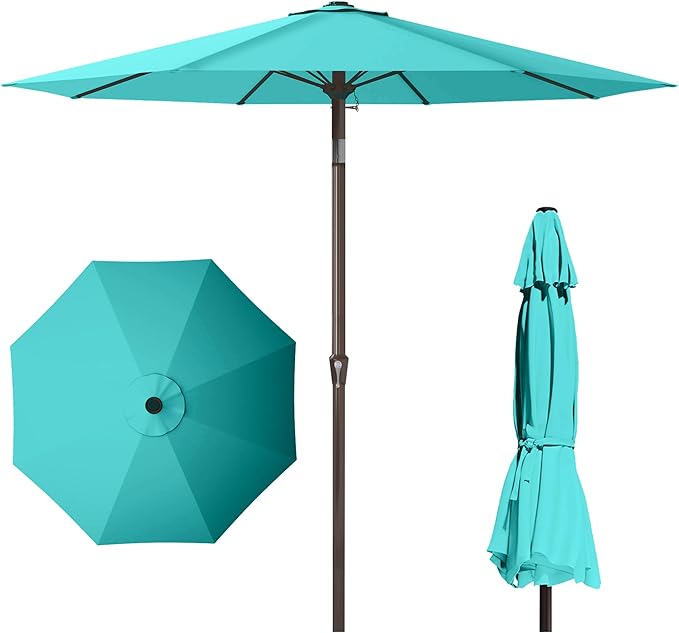 PatioKingdom 11FT Patio Umbrella,Outdoor Umbrella with Push Button Tilt and Crank,Market Table Umbrella with 8 Sturdy Fiberglass Ribs UV Protection