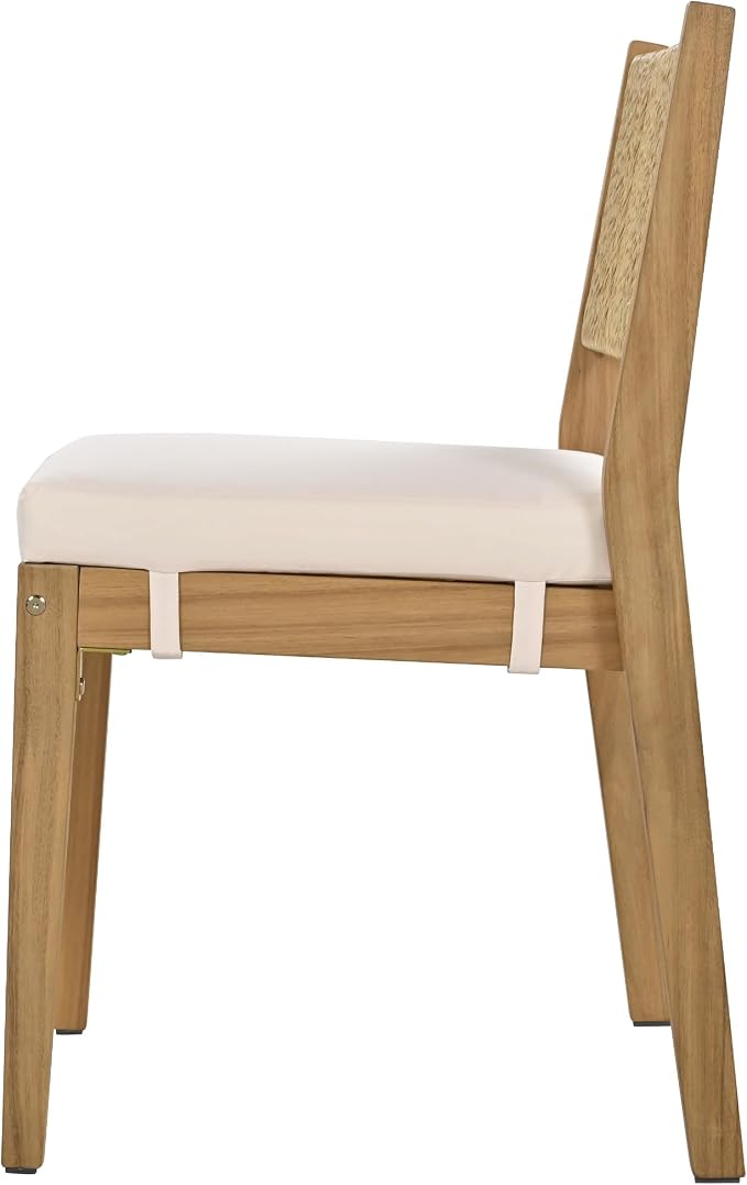 Modern 5 Pieces Patio Dining Table Set, Acacia Wood Dining Table and 4 Chairs,Outdoor Indoor Furniture Set for Garden, Backyard, Balcony (Beige)