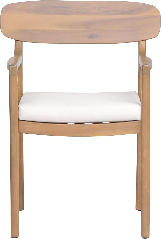 Christopher Knight Home Zoa Acacia Wood Dining Set for 4, Outdoor Dining Table with Dual Slatted Pedestal Bases, Outdoor Dining Chairs with Cushions, 5 Piece Patio Dinner Set, Beige/Teak