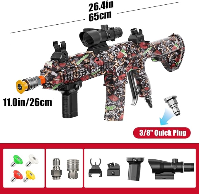 3600 PSI Pressure Washer Gun with Swivel & 4 Nozzles, Connect Foam Cannon Car Wash – High Pressure Spray Gun with 3/8" Quick Connect Plug, Anti-Kink Design for Cars Home & Outdoor Cleaning (Red)