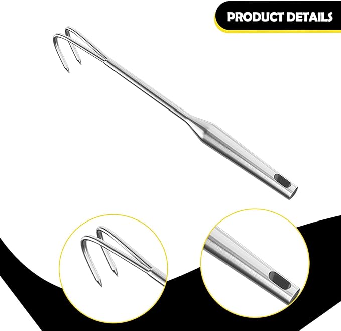 Hand Rake Stainless Steel Heavy Duty Garden Rake Weeding Tool Ergonomic Claw Rake Soil Tiller Portable Planting Rake Suitable for Flower Beds Yard Wor, 2 Tine Long Handle