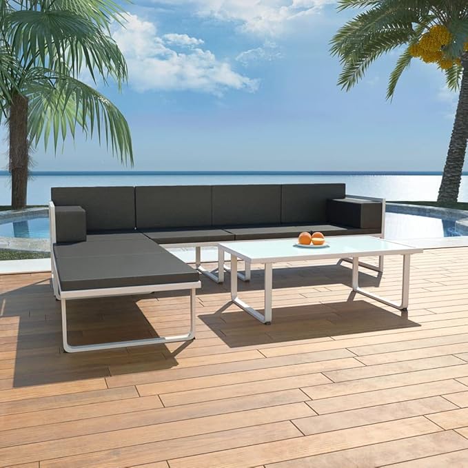 Patio Lounge Set with Cushions,Outdoor Patio Furniture,Conversation Furniture,Patio Furniture Sets,for Terrace,Garden,Backyard,4 PieceTextilene Aluminum Black