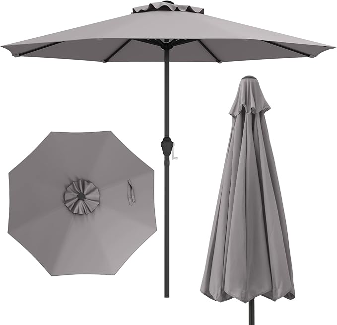 8.5 FT Patio Umbrella Outdoor Table Umbrella, Market Umbrella with Crank Handle, 8 Sturdy Ribs, Air Vent & Sun-Protective Canopy, Parasol for Garden, Backyard, Deck & Pool