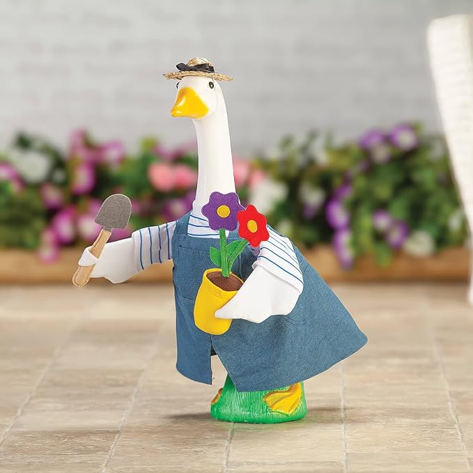 Gaggleville Gardener Goose Outfit, Fits Large 23" H Statue, by Fox | Valley Traders