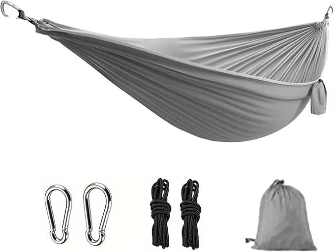 270x140cm Parachute Canopy Hammock Ultra Light Made with Ripstop Nylon for Camping and Travelling Double-Person(Grey)