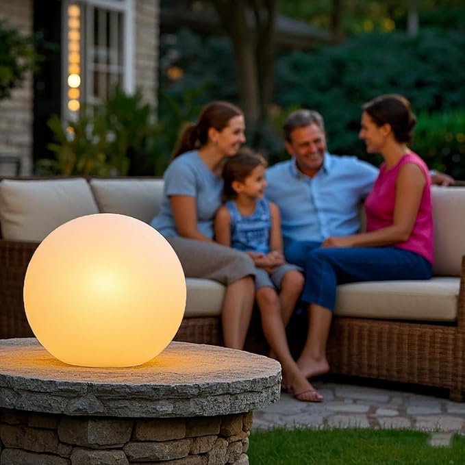 Mr.Go Solar Globe Light, RGB Solar Powered Ball Light with Remote/Button Control, Outdoor LED Orb Lamp with 16 Colors & 4 Modes, for Garden Patio Yard Pathway Ambience Landscape Lighting (12-inch)