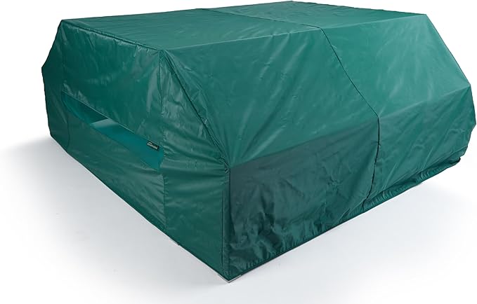 Covermates Classic Picnic Table Cover – All-Weather Outdoor Table Protection, Water-Resistant Vinyl, Elastic Hem, Mesh Vents, Patio Furniture Cover, 76W x 62D x 32H, Green