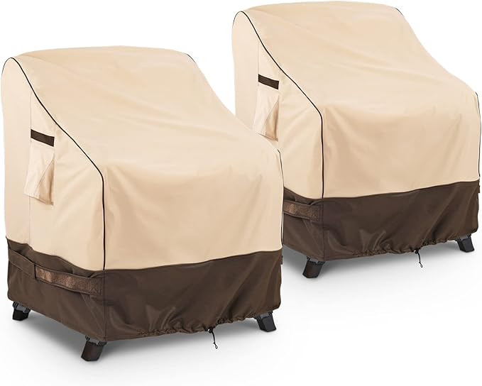 KylinLucky Waterproof Patio Furniture Covers 32W x 37D x36H inches 2 Pack, Lawn Outdoor Chair Cover Khaki