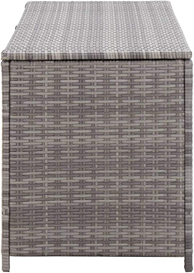 Patio Storage Box,Outdoor Cushion Storage,Outdoor Toy Storage,Outdoor Towel Storage,for Indoor or Outdoor Cushion Storage, Garden Tools Box Container Gray 59.1"x19.7"x23.6" Poly Rattan